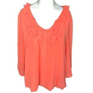 Covington size large petite ruffled bubble hem top